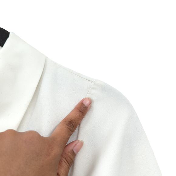 Saks Fifth Avenue Women 9 XS Jumpsuit Black White Long Sleeve Wide Leg VTG FLAWS - Picture 6 of 16